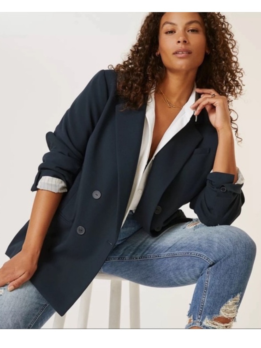 NWT Maeve Double-Breasted Blazer in Washed Black size 2 oversized